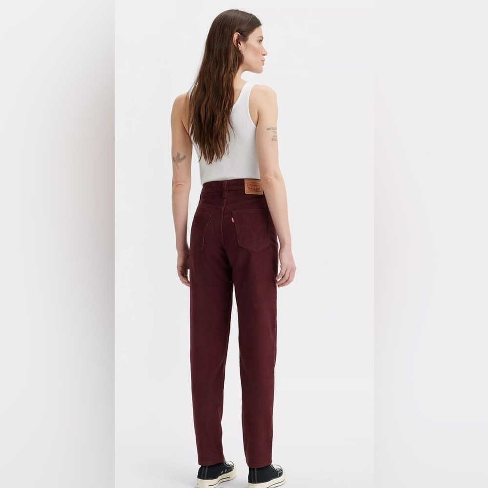 Burgundy High-Waisted Corduroy Jeans
